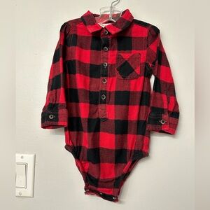 Joe Fresh Red Buffalo plaid onesie. Size 12-18m